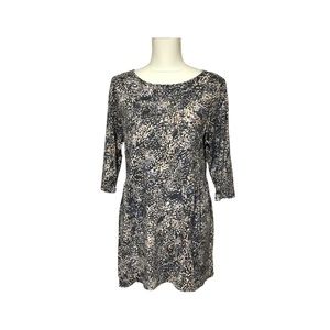 Purejill Tunic Womens Medium Gray Modal Multicolor Abstrct Dots Boho Grannycore